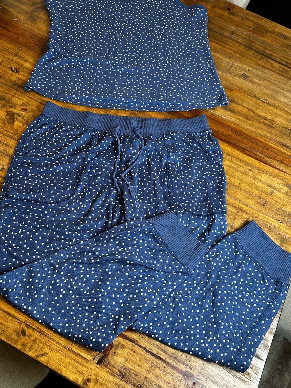 Karen Neuburger Navy Blue Polka Dot Knit Pajama Set